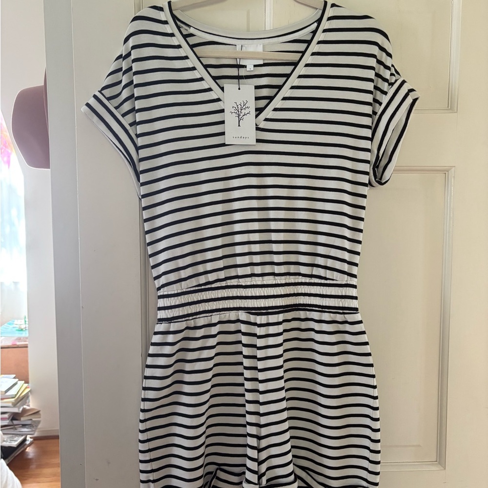 Sundays Black and White Striped Top